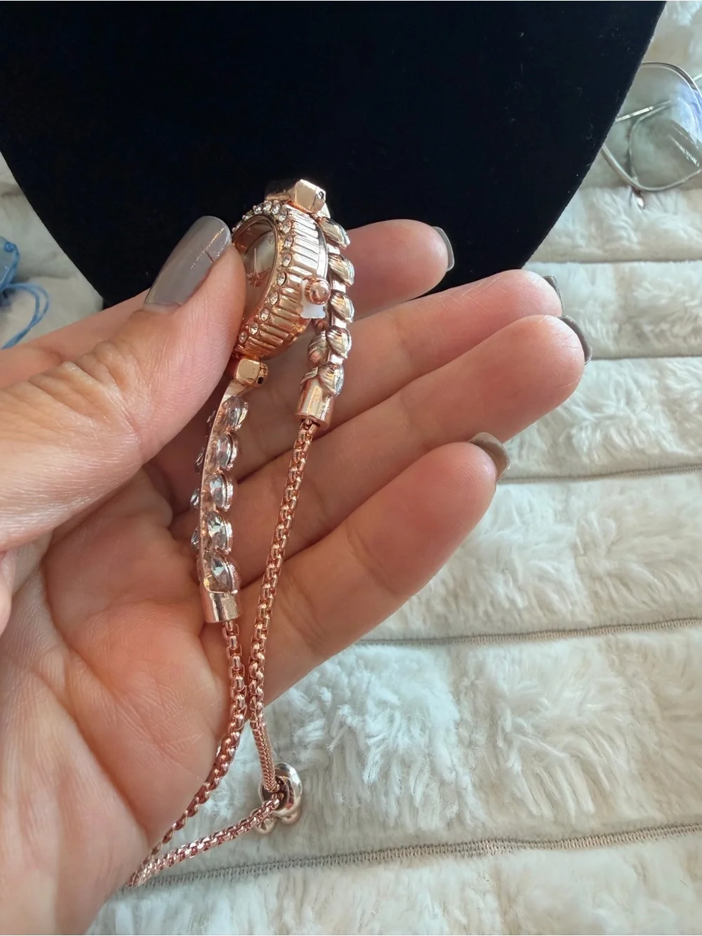 Rose Gold Crystal Feather Bracelet Watch - Women Accessories